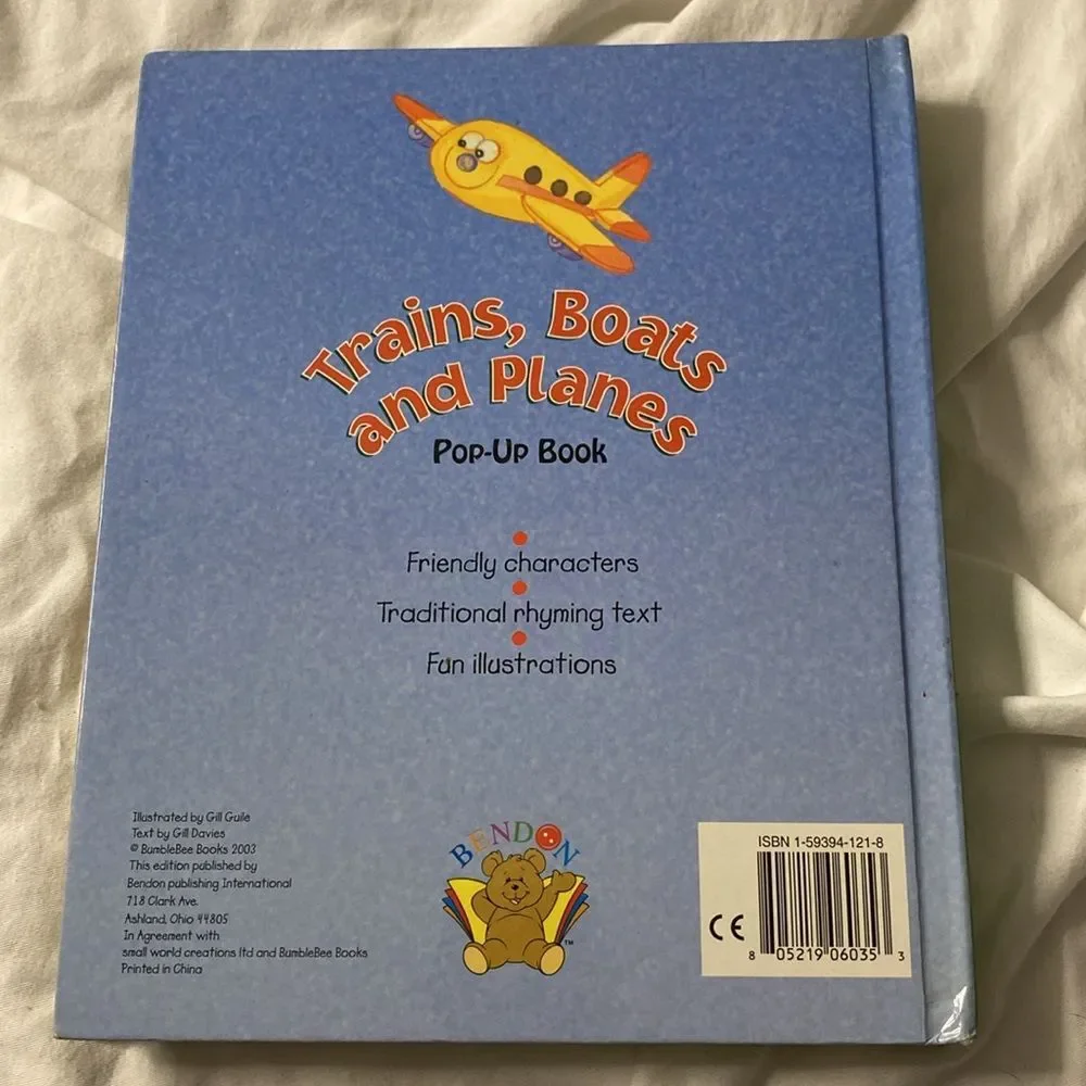 Trains Boats and Planes Interactive Pop-Up Children's Book Educational Transport